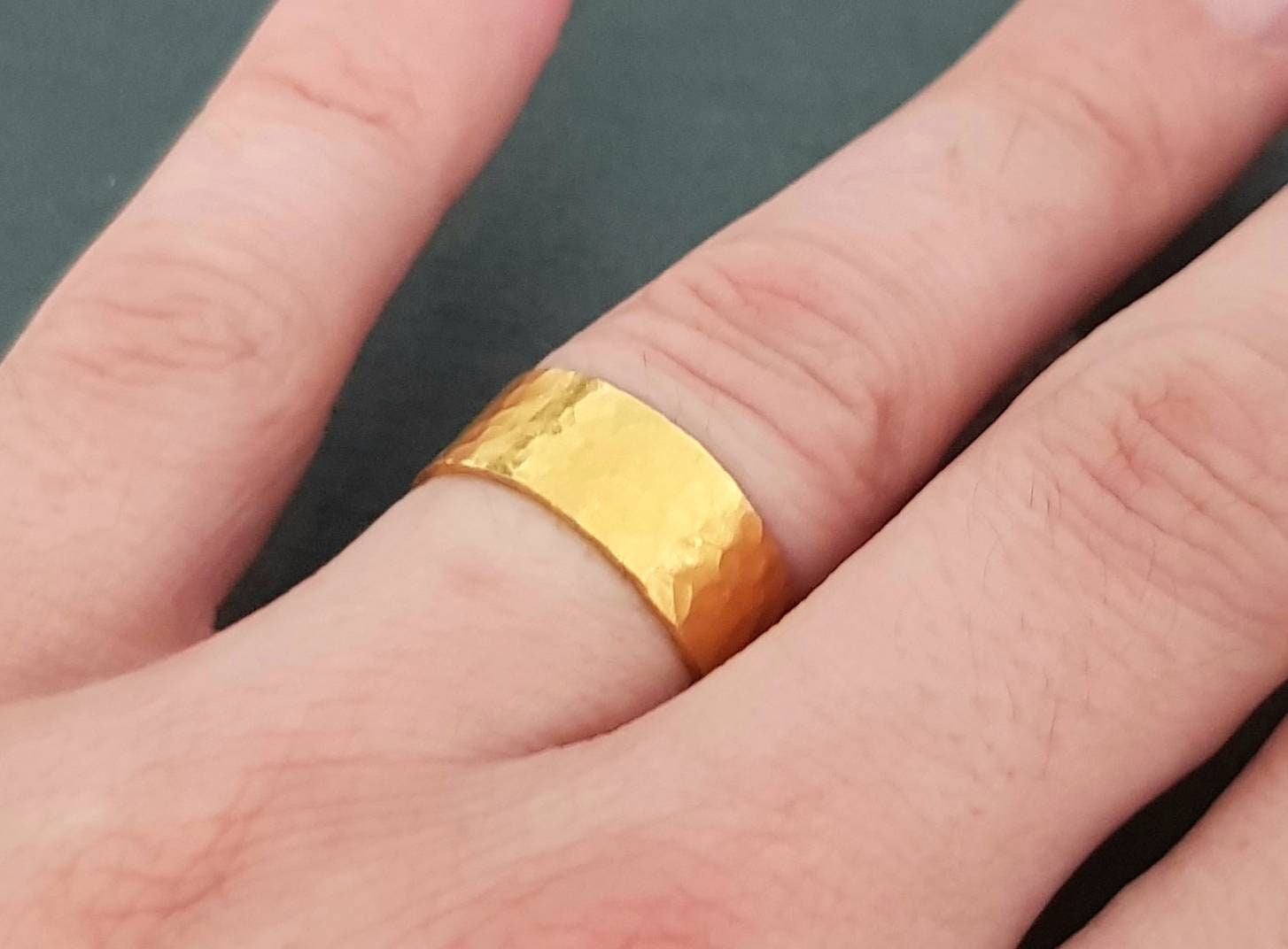 Gold Ring 24K Fine Gold 999.9 Solid Hammered Handmade Etsy UK
