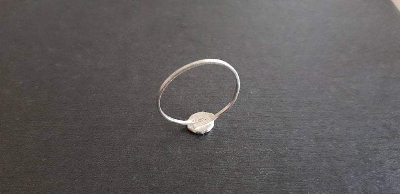 boho style Minimalist silver ring modern in timeless antique style with a thin rail and hammered surface