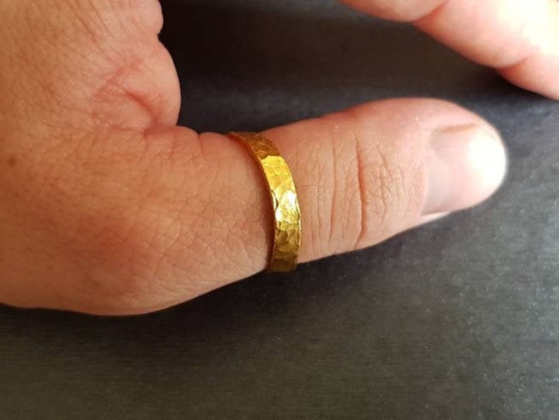 24K Gold Ring Pure Gold 999.9 Solid Hammered Men's Etsy