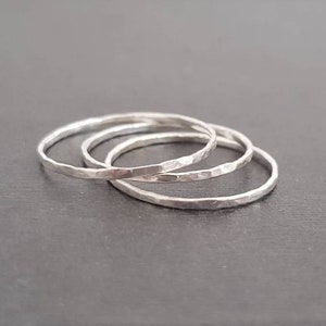 Ring Hammered from pure 999 silver unisex in any size, thin, light, can be individually personalized, statement ring, wedding rings