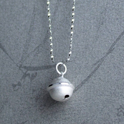 Bell Charm Necklace 925 Sterling Silver Bell Necklace Etsy