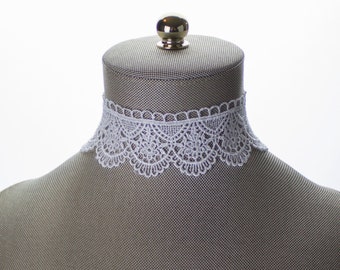 Scalloped Embroidered Lace Choker. Bridal Choker. White Wide Lace Choker Necklace. White Choker. White Lace Choker. Bridal Lace Jewelry