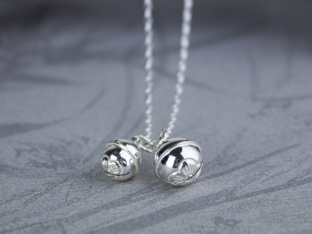 Sterling Silver Bell Charm Necklace, Vintage Bell Necklace, Bell Sounds