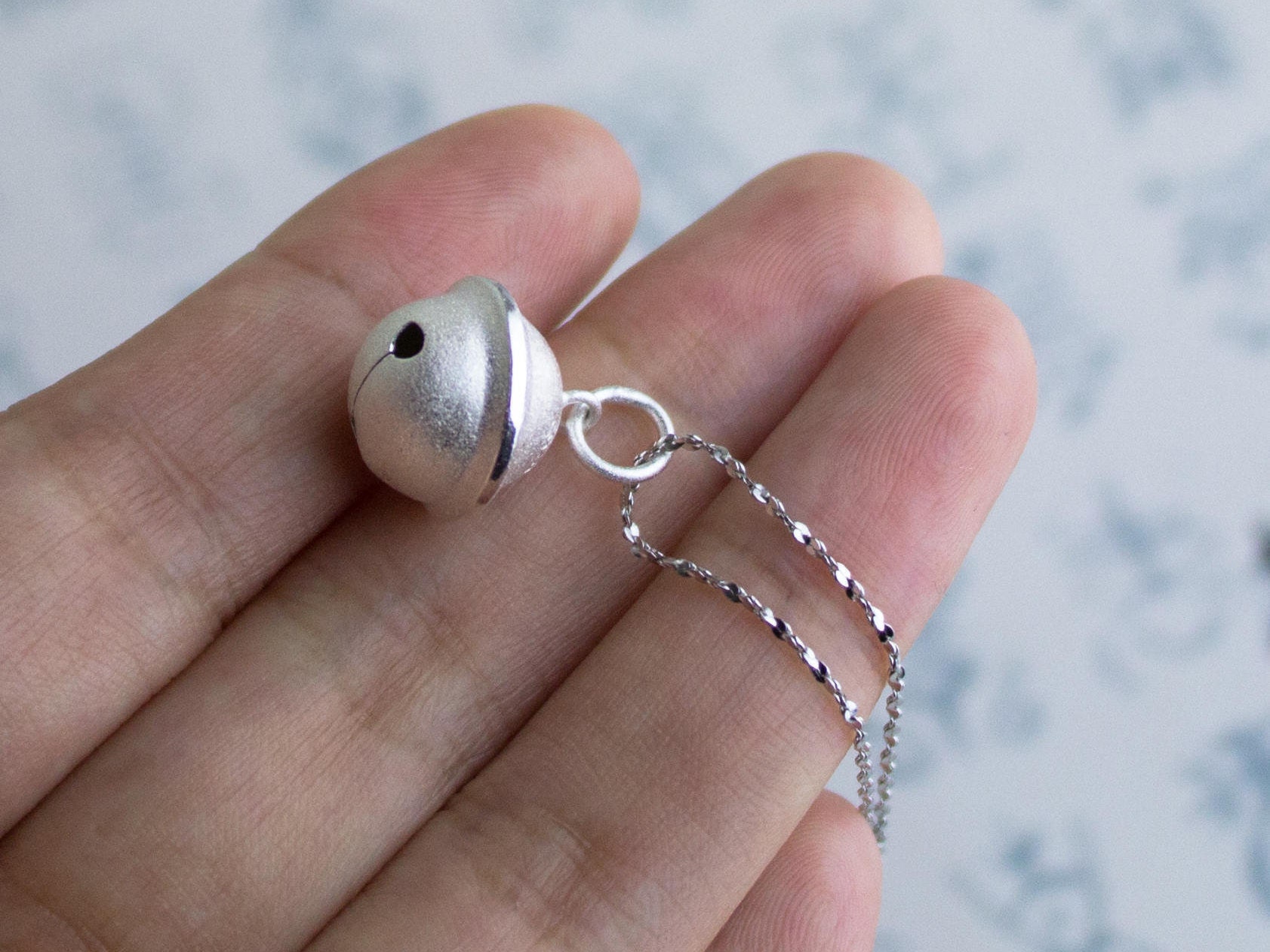 Bell Charm Necklace 925 Sterling Silver Bell Necklace Etsy