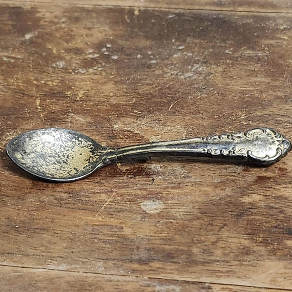 Tiny Antique Sterling Silver Spoon Brooch Pin