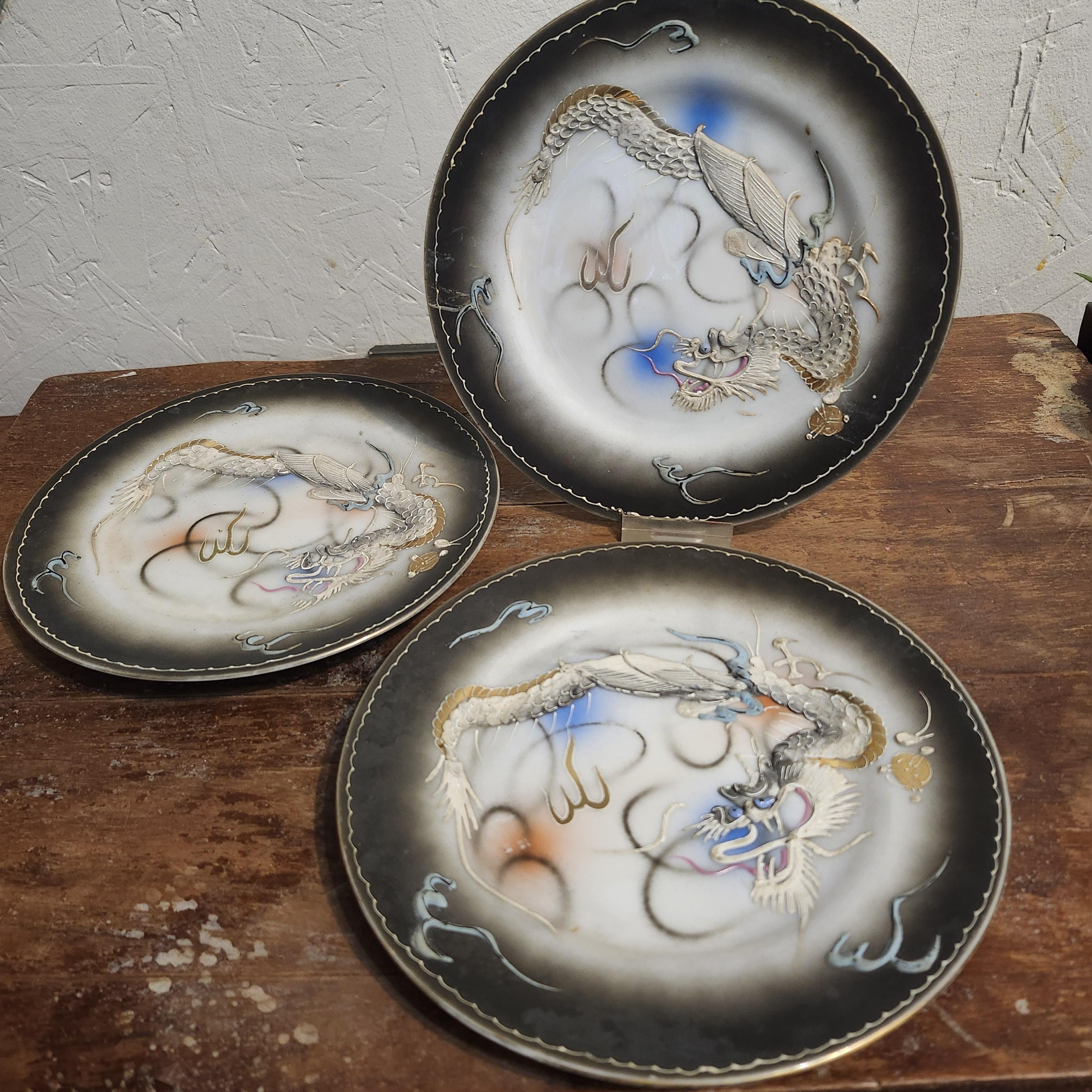 Vintage China Hand Painted Dragon Set - Etsy