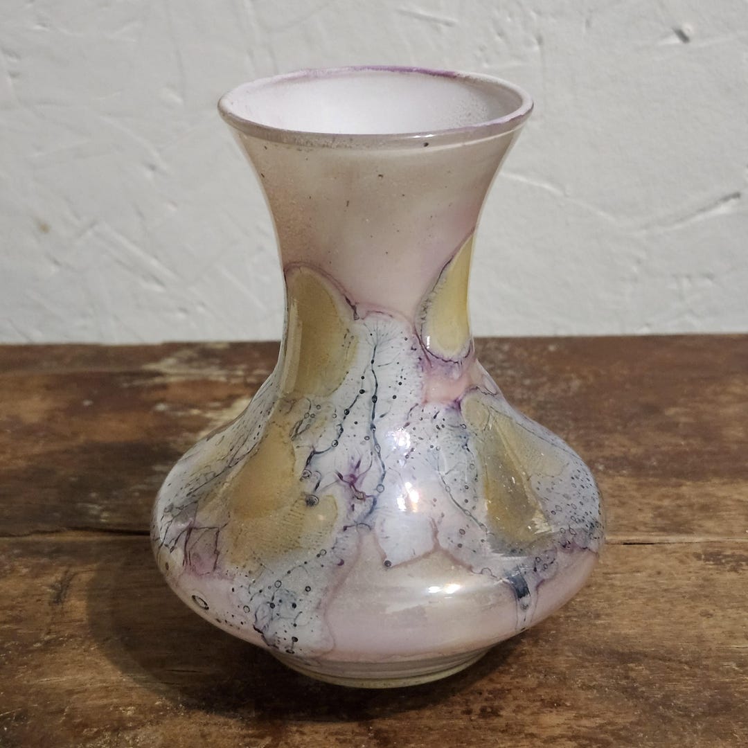 Simron Vase Vintage Simron Israel Hand Reverse Painted Watercolors Art Glass Vase 4 ...