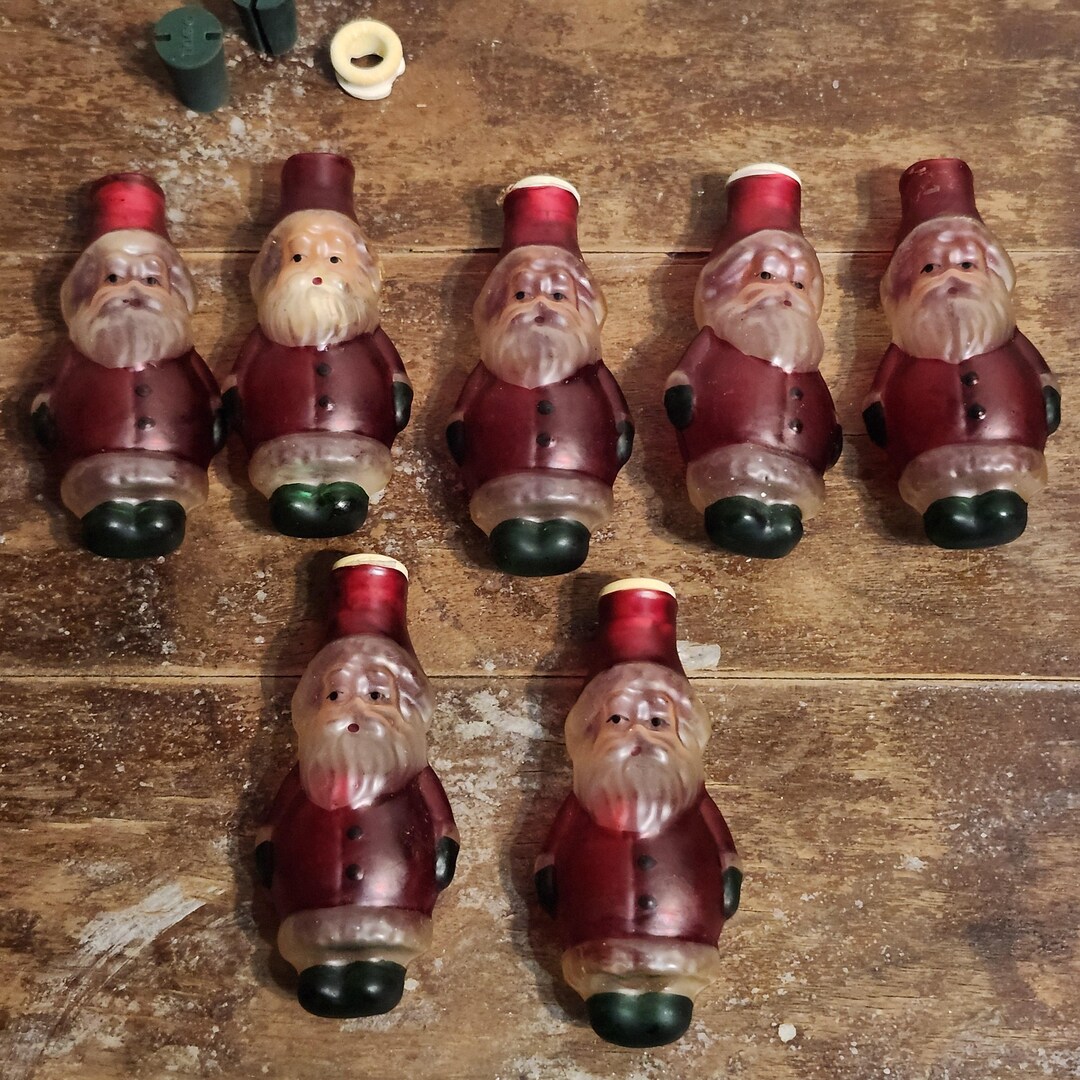 Vintage Glass Santa Claus Christmas Light Bulb Covers 3" Lot of 7 - Etsy