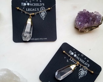 Large crystal quartz necklace