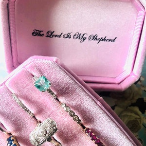 Handmade Velvet Jewelry Box, Ring Box, Inscribed with Christian Verse - holds 9-12 rings