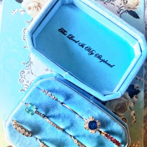 Handmade Velvet Jewelry Box, Ring Box, Inscribed with Christian Verse - holds 9-12 rings