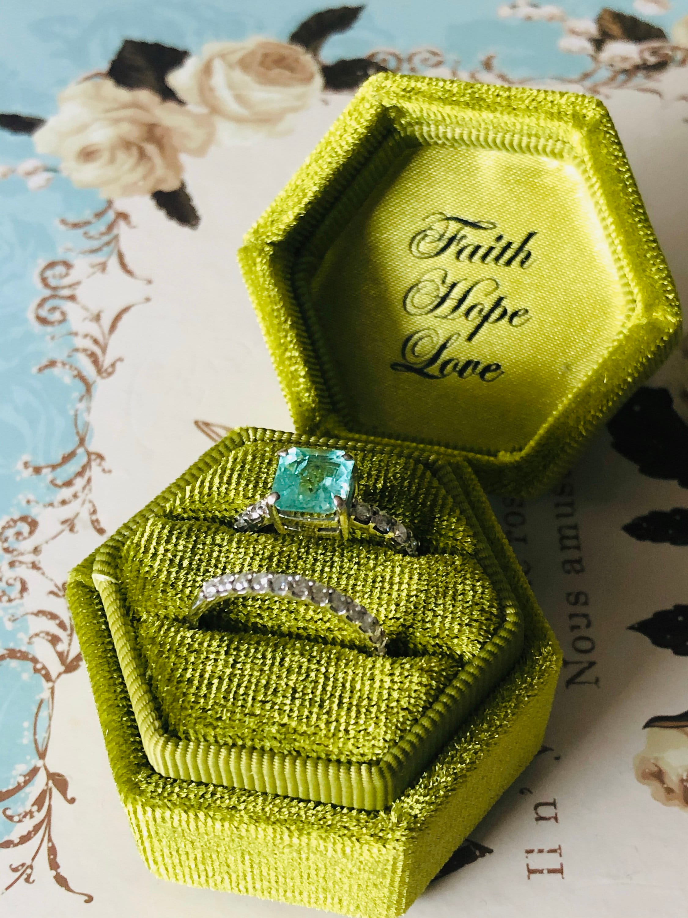 Handmade Velvet Hexagon Jewelry Box Ring Box Engagement Etsy