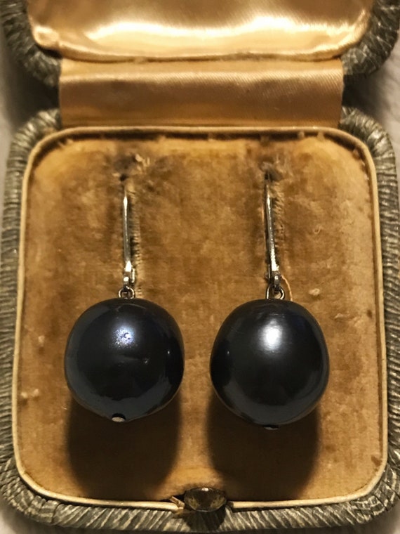 Large Cultured Pearl Drop Earrings on Silver
