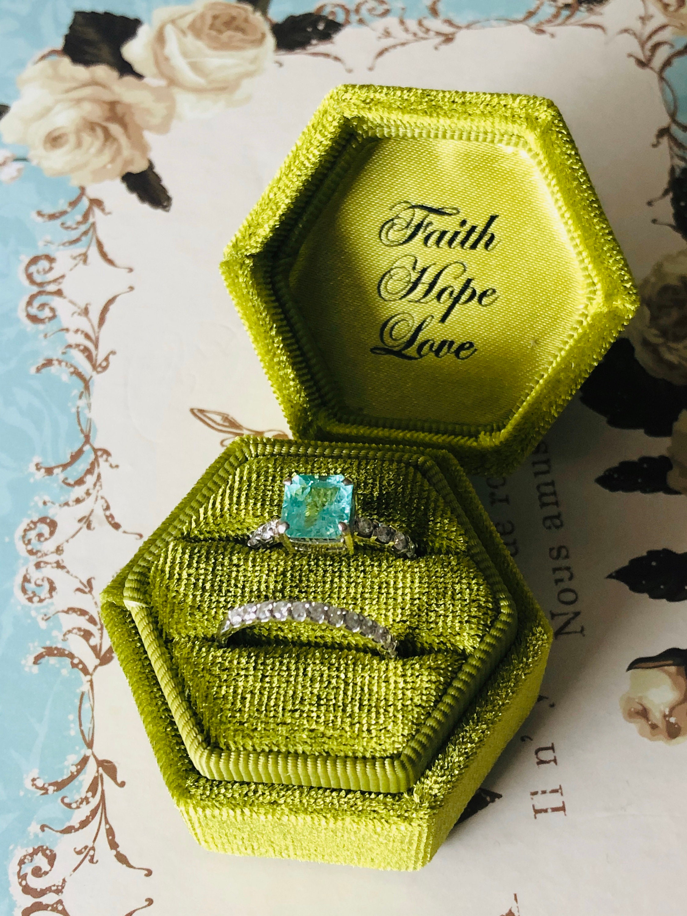 Handmade Velvet Hexagon Jewelry Box Ring Box Engagement Etsy