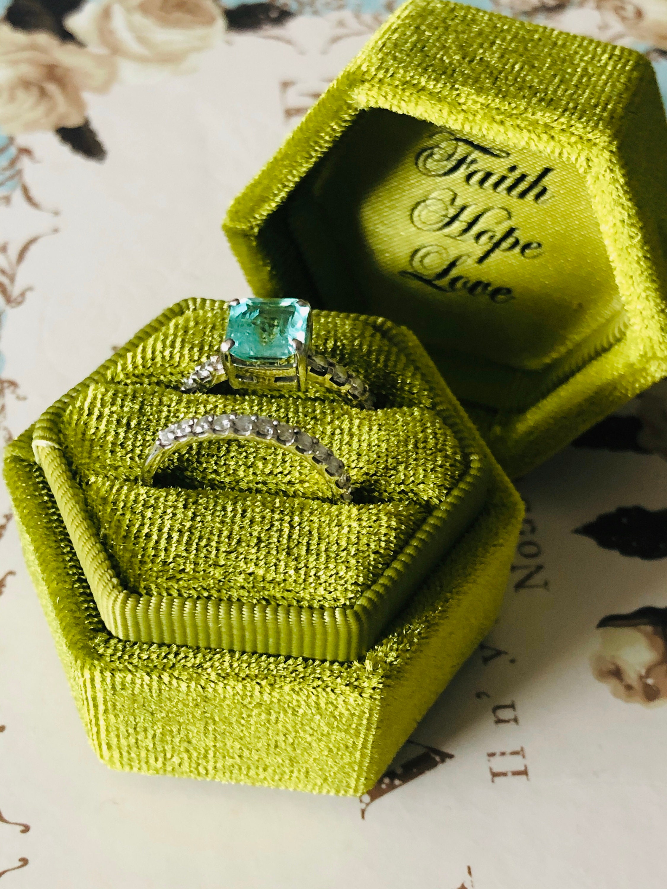 Handmade Velvet Hexagon Jewelry Box Ring Box Engagement Etsy