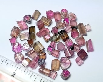 51 Carats Natural Bi color Tourmaline Faceting Grade Crystal's From Afghanistan