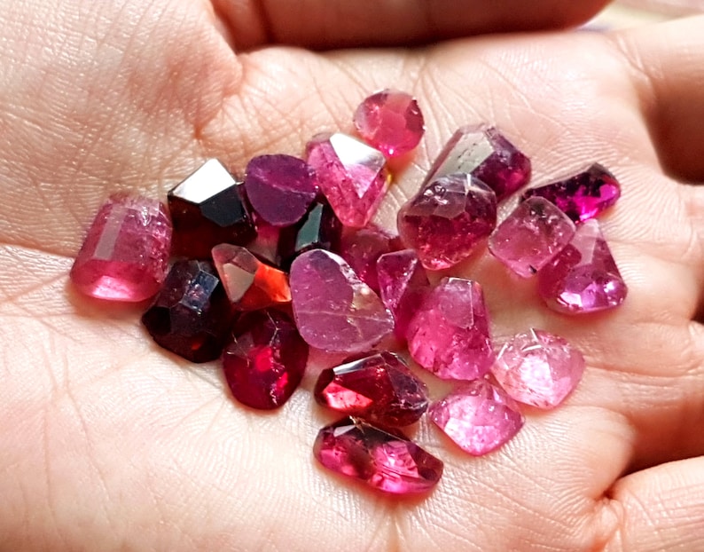 46 Carats Natural Transparent Reddish Rubellite Tourmaline Rose Cuts From Afghanistan