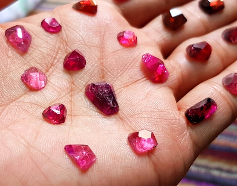 46 Carats Natural Transparent Reddish Rubellite Tourmaline Rose Cuts From Afghanistan