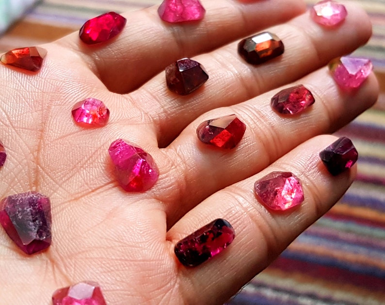 46 Carats Natural Transparent Reddish Rubellite Tourmaline Rose Cuts From Afghanistan