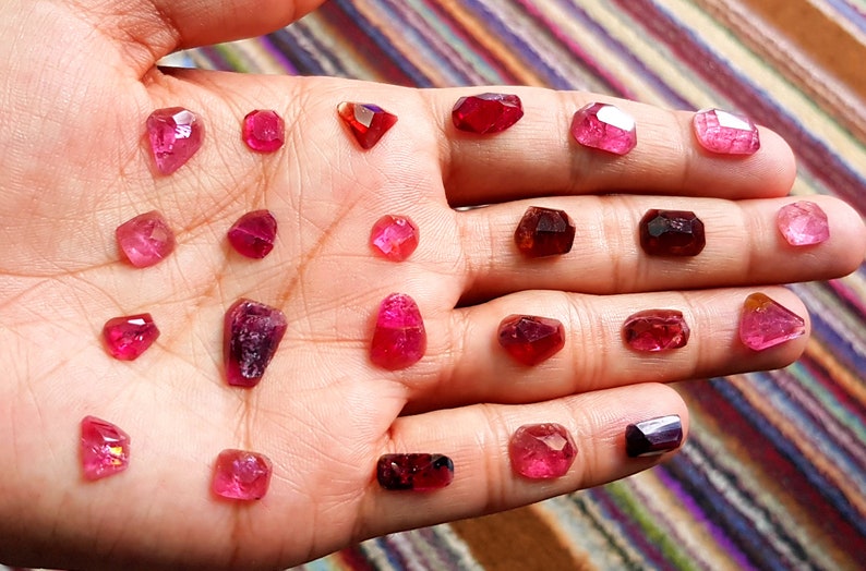 46 Carats Natural Transparent Reddish Rubellite Tourmaline Rose Cuts From Afghanistan