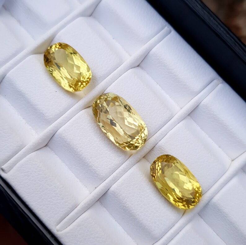 24 Carats 100 /% Natural Superb Color Natural Big Size Yellowish Kunzite 3 Pieces Internally Flawless from Afghanistan