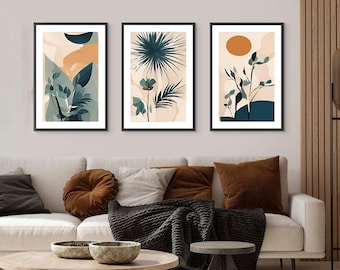 Set Of 3 Print | Boho Abstract Botanical Wall Art
