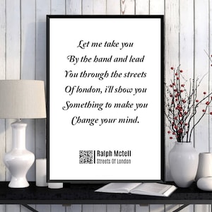 Ralph Mctell, Streets Of London lyrics, Typography Print, Printable Art, Motivational quote, Song Quotes, inspirational quotes, London