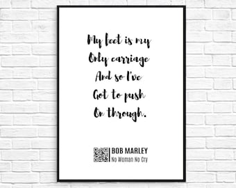 Bob Marley &#39;No Woman No Cry&#39; Lyrics Print - Scan to Listen (Digital Download)