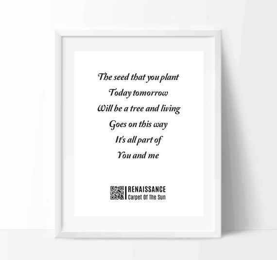 Renaissance Lyrics Print: Carpet of the Sun, Motivational Quote (digital  Download) - Etsy