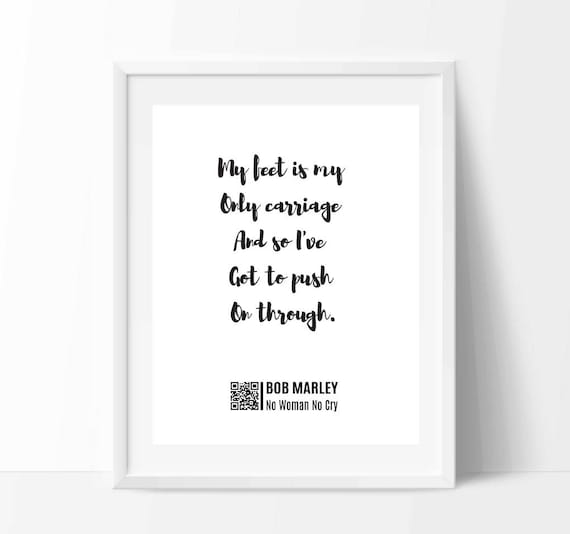 Bob Marley No Woman, No Cry Shadow Song Lyric Quote Print - Red