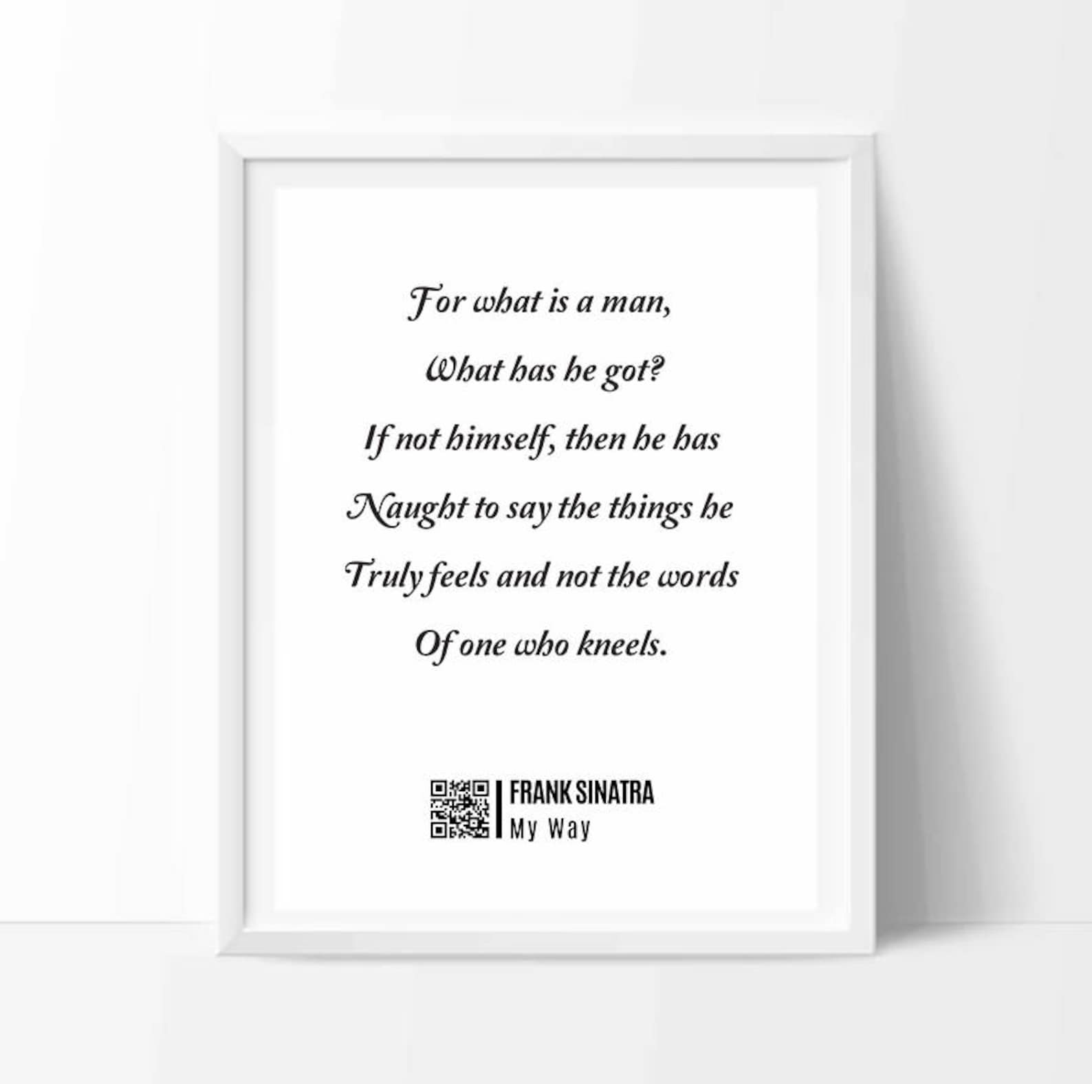 Frank Sinatra Lyrics My Way Typography Print Printable Art Etsy
