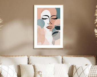 Woman Line Art Print: Mid Century Modern Terracotta (Digital Download)
