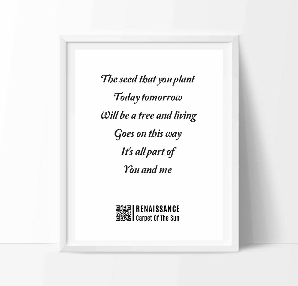 Renaissance Lyrics Print: Carpet of the Sun, Motivational Quote (Digital Download)