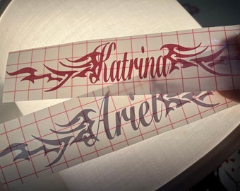 Bumper sticker / Personalized with Name / Car Tramp Stamp / Y2K / Heart / Wings / Gothic / Vinyl Decal