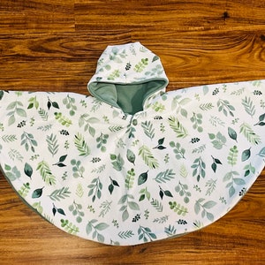 Car seat Poncho, Hooded Poncho, Toddler Poncho, Reversible Poncho, Kid Poncho, Age 0-3, Eucalyptus Poncho