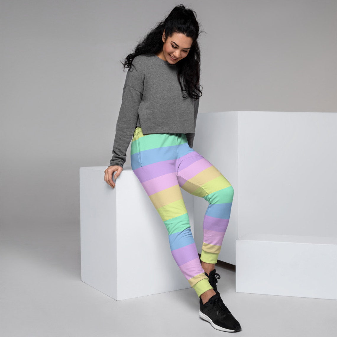 rainbow cuff joggers