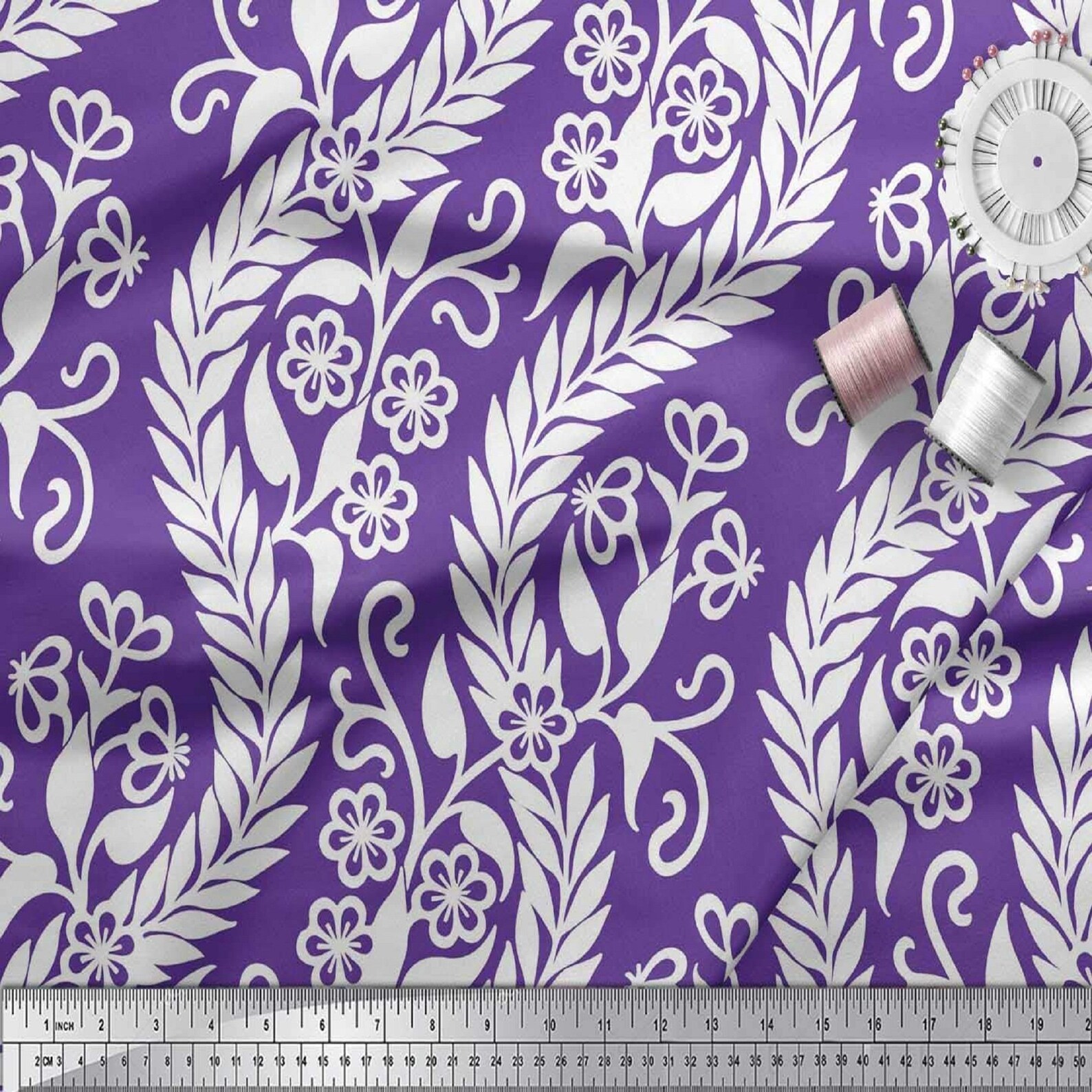 Cotton Cambric Fabric Leaves & Floral Artistic Printed Etsy