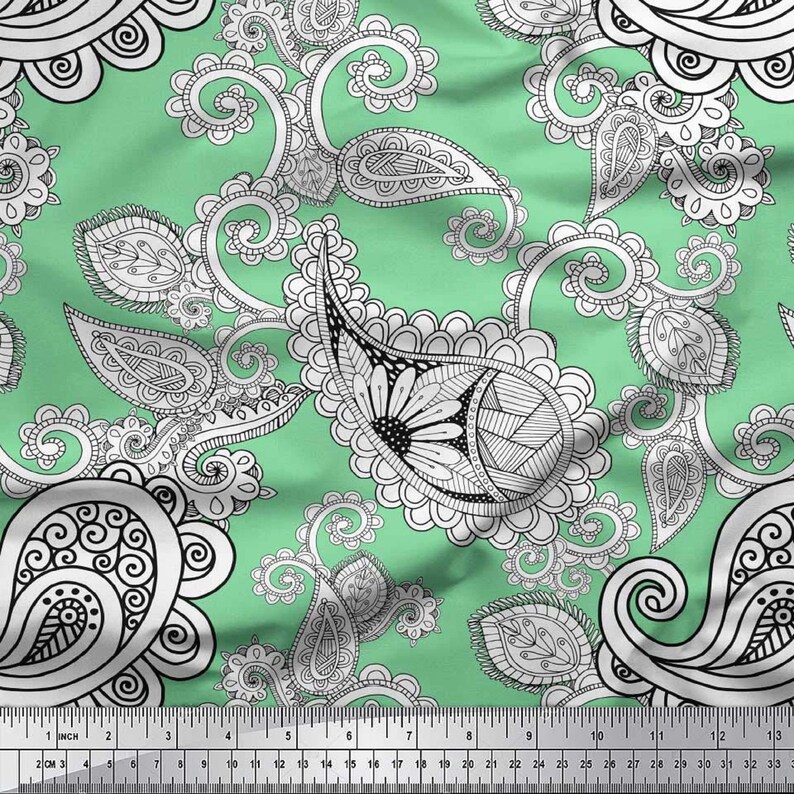 Gray Cotton Cambric Fabric Decorative Fabric Floral,Shell & Fish Ocean Printed Fabric Dress Fabric SMIN-OC-668C-42 Fabric By The Yard