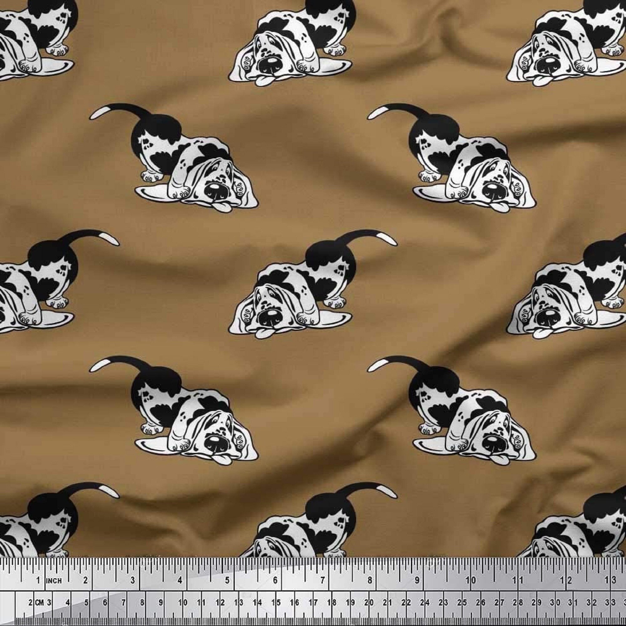 Basset Hound Dog Print Fabric Cotton Cambric Fabric Animal Etsy UK