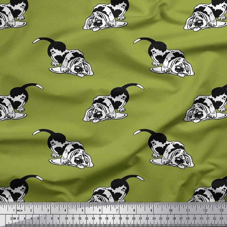 Basset Hound Dog Print Fabric Cotton Cambric Fabric Animal Etsy UK