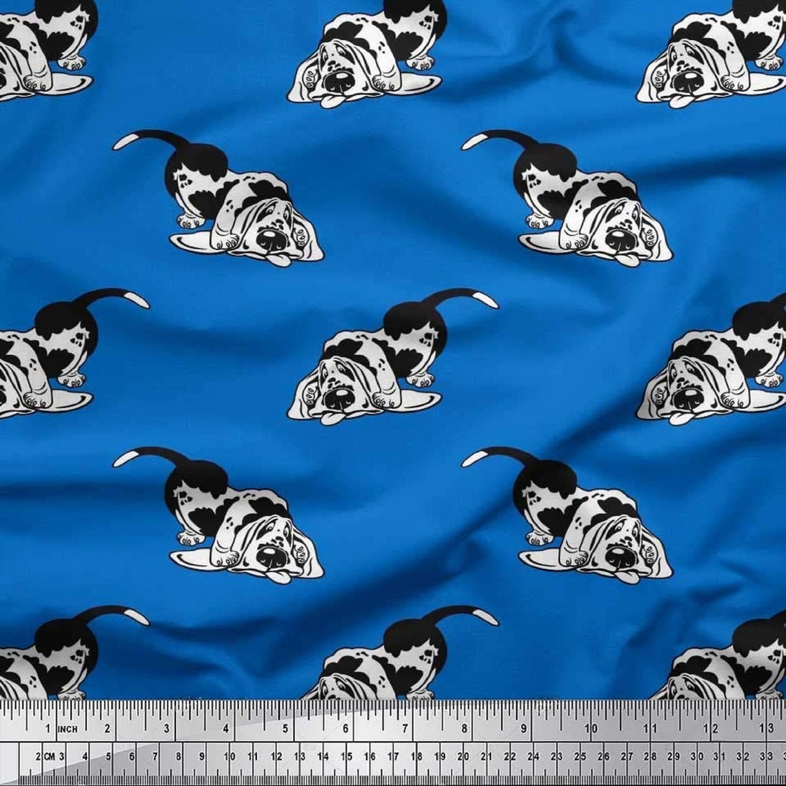 Basset Hound Dog Print Fabric Cotton Cambric Fabric Animal Etsy
