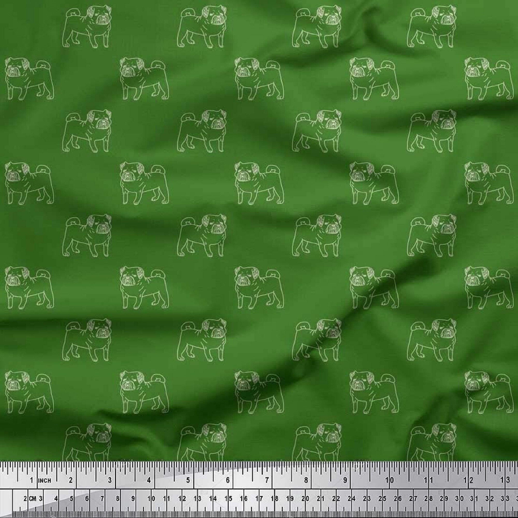 Pug Dog Printed Fabric Digital Print Fabric Animal Print Etsy