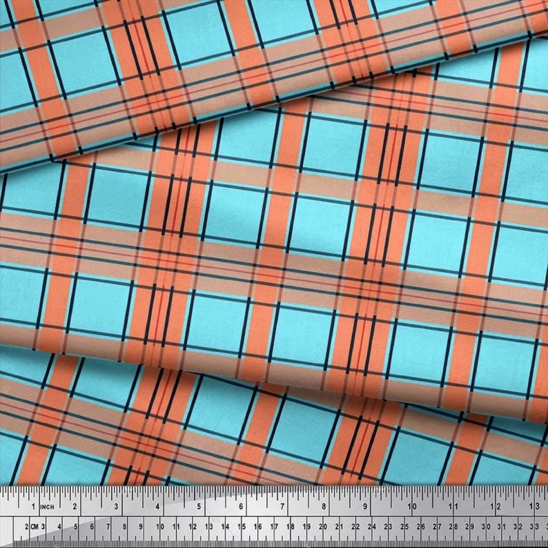 Check Decor Fabric Printed Printed Dressmaking Blue Cotton Cambric Fabric Modern Fabric Decor Fabric SMIN-CH-571A Indian Dress Fabric