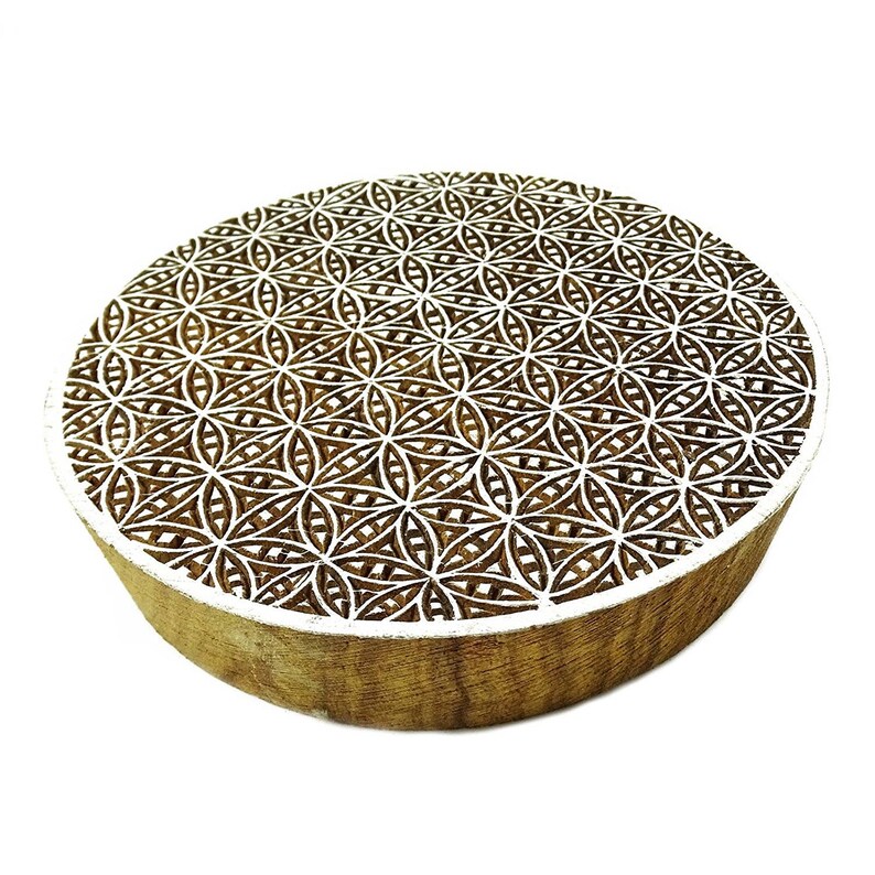 Round Wood Stamp Textile Stamps Fabric Stamp Block Printing Etsy