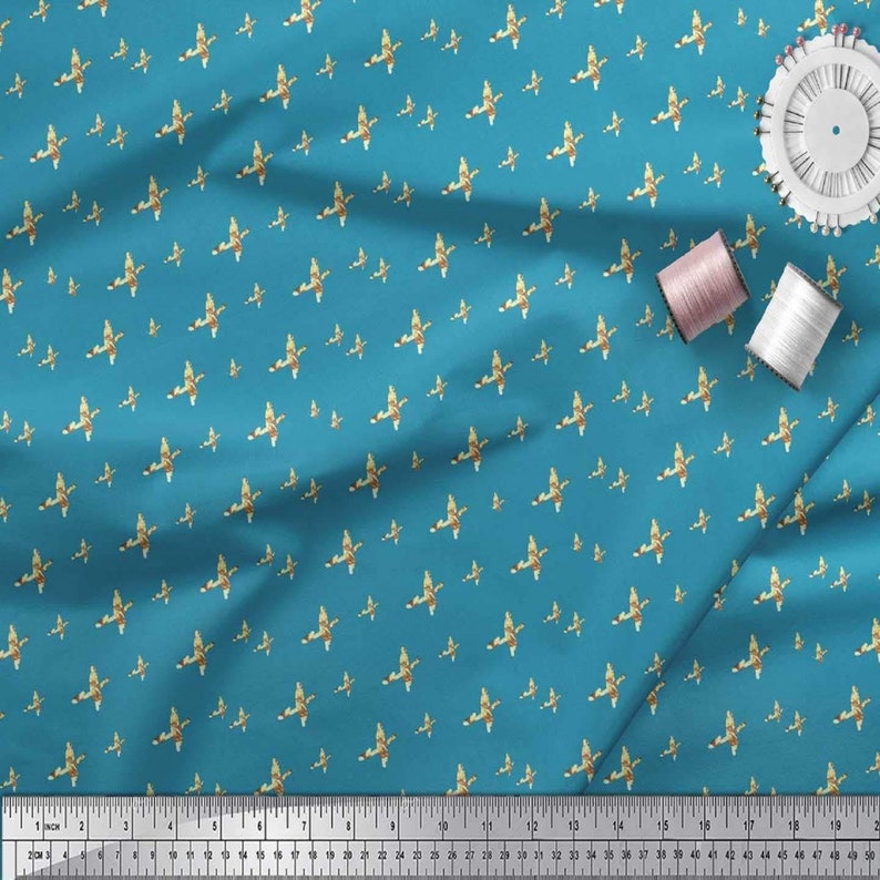 Sewing Fabric Home Decor Fabric Fabric by The Yard Cotton Cambric Fabric Dressmaking Material SMIN-AB-608-42 Teal Blue Abstract Print