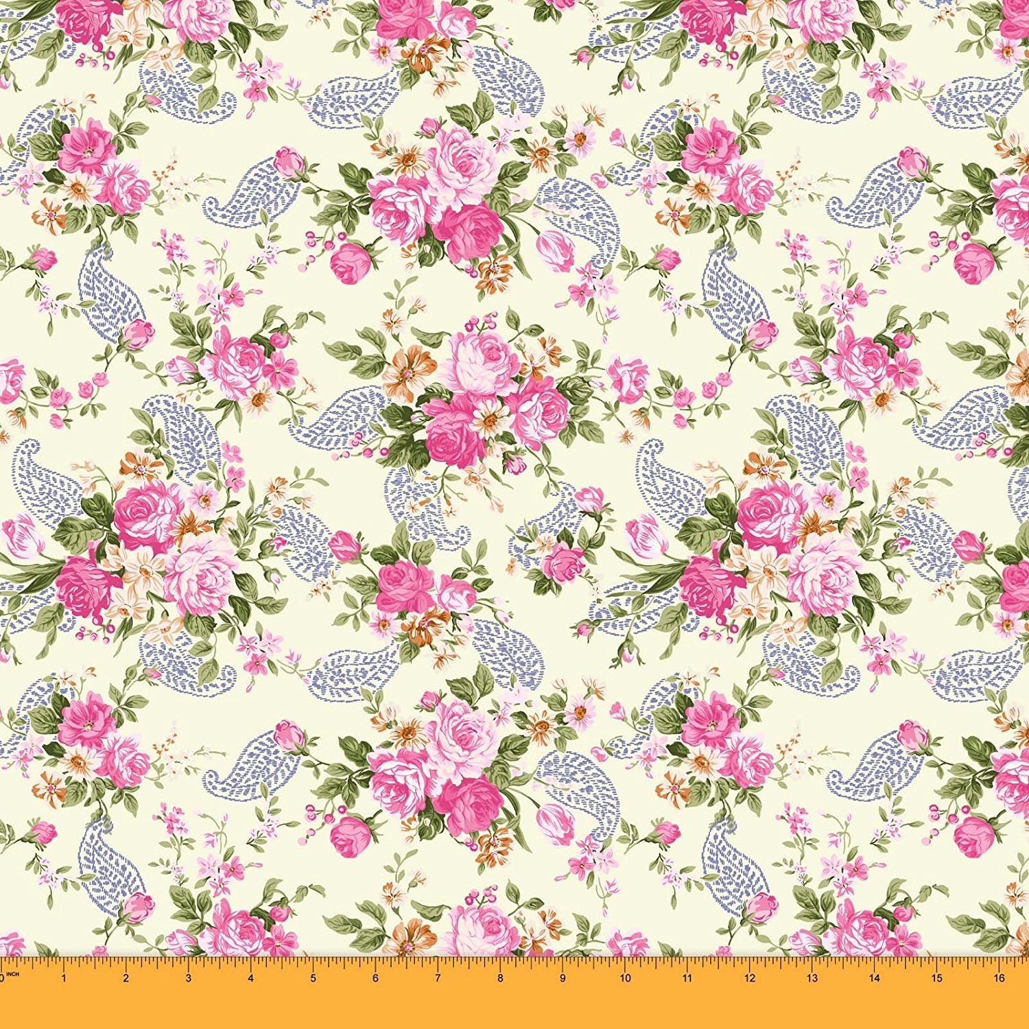 Beige Floral Printed Quilting Material Sewing Fabric Home Etsy
