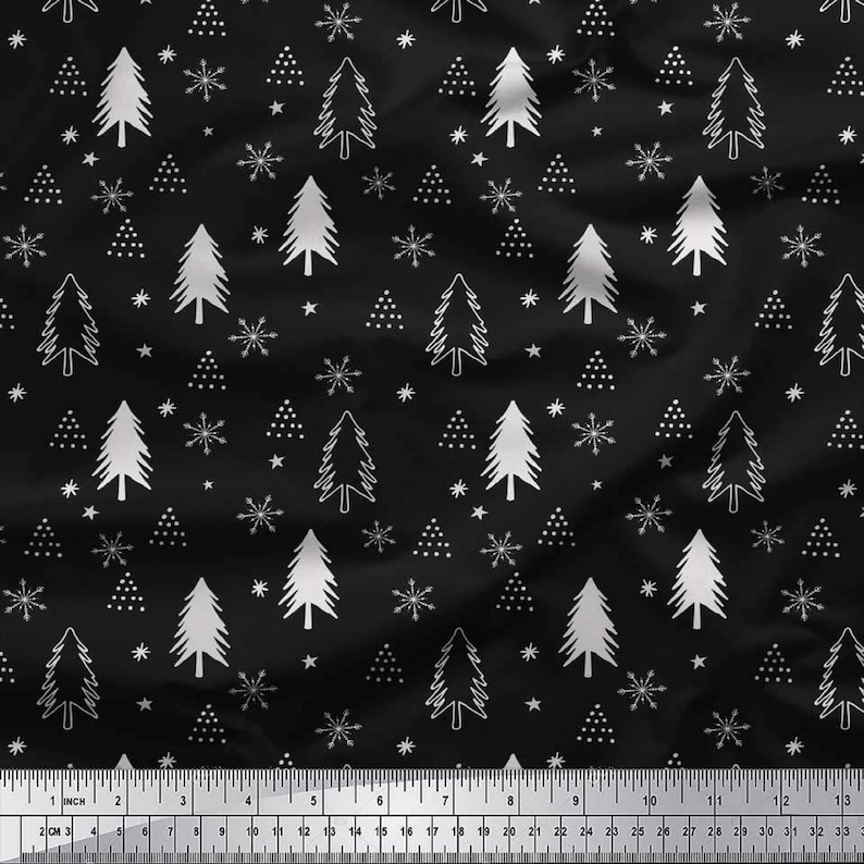 Home Decor Fabric Dressmaking Material SMIN-XM-536A-42 Fabric by The Yard Cotton Cambric Fabric Sewing Fabric Christmas Tree Printed