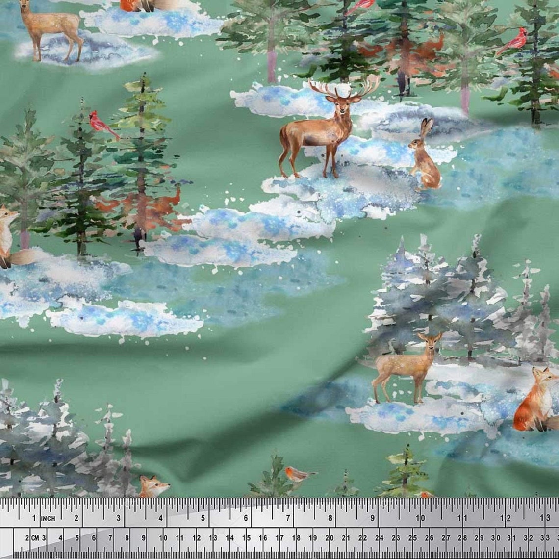 Cotton Cambric Fabric Pine Tree Fabric Prints Fabric For Etsy