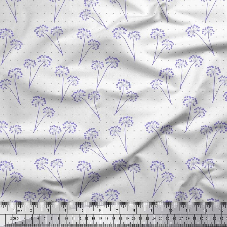 Blue Color Fabric Cotton Cambric Fabric SMIN-FL-1586A Sewing Fabric Crafting Decorative Fabric Black Sketch Floral Printed Fabric