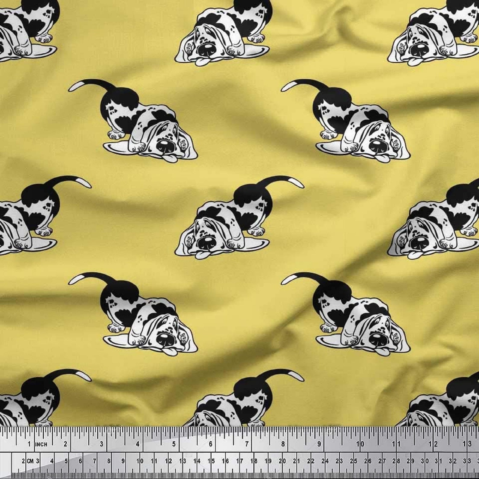 Basset Hound Dog Print Fabric Cotton Cambric Fabric Animal Etsy